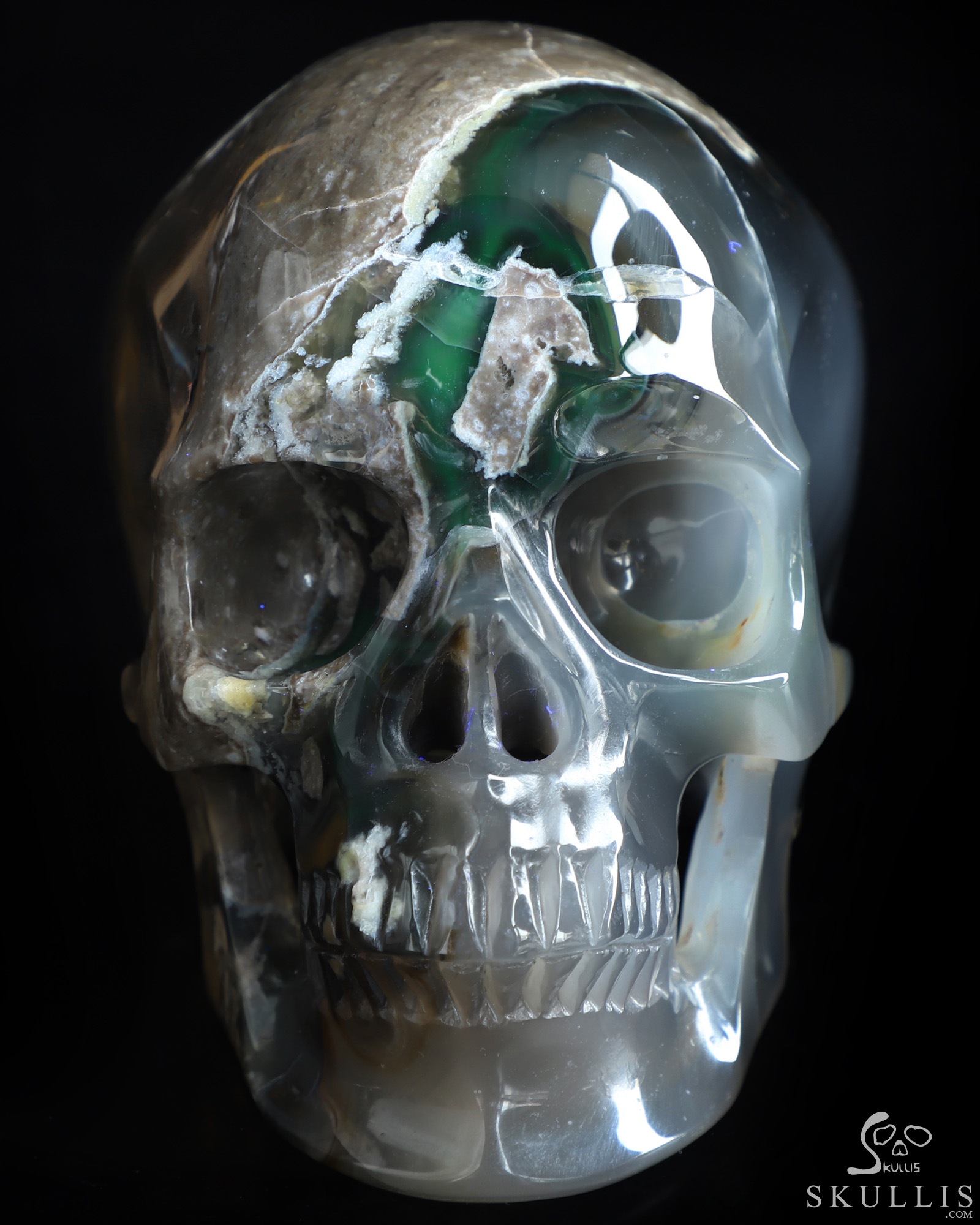 5.0" Volcano Agate Hand Carved Crystal Skull, Super Realistic, Crystal Healing 5.0" Volcano Agate Hand Carved Crystal Skull, Super Realistic, Crystal Healing