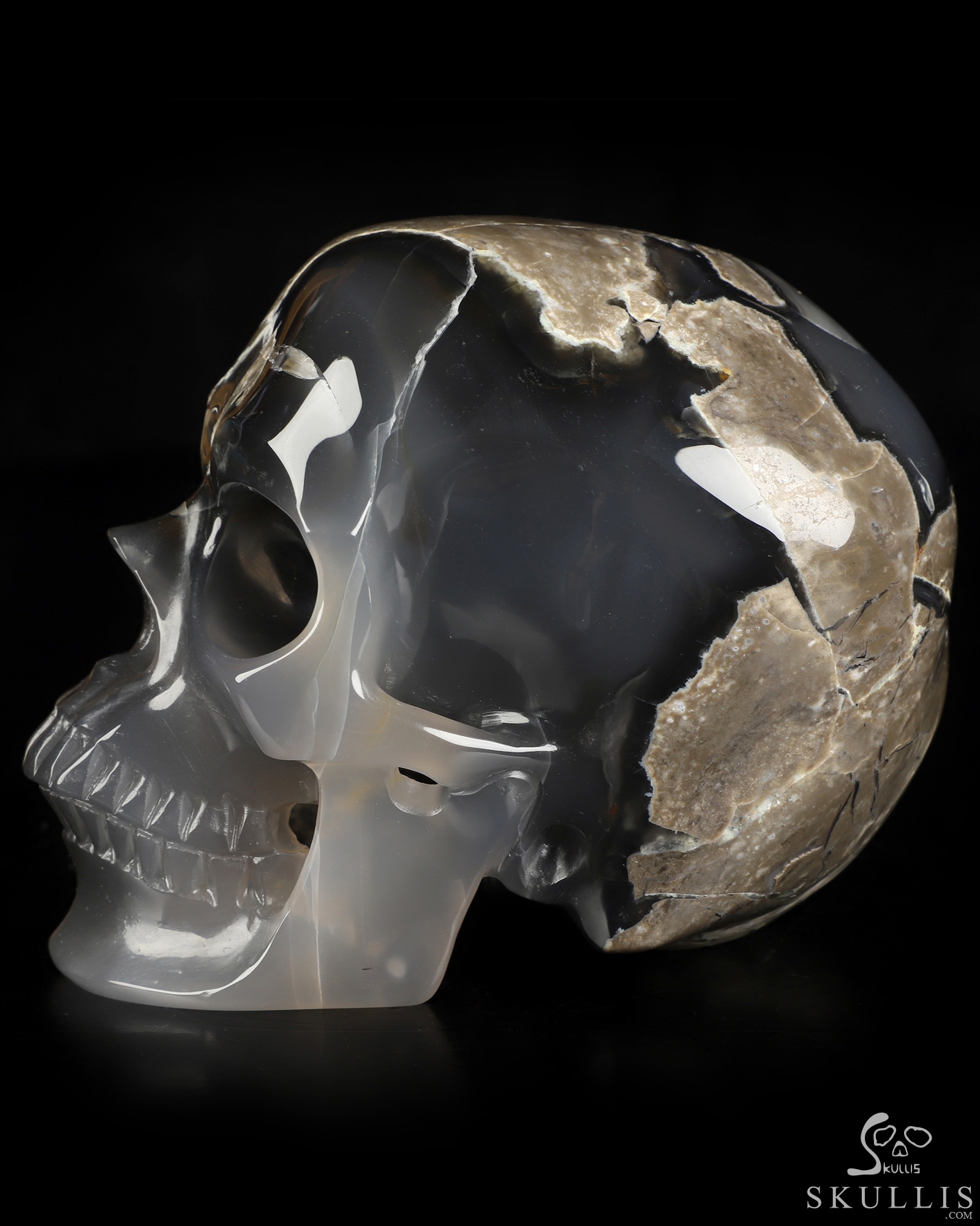 5.0" Volcano Agate Hand Carved Crystal Skull, Super Realistic, Crystal Healing 5.0" Volcano Agate Hand Carved Crystal Skull, Super Realistic, Crystal Healing