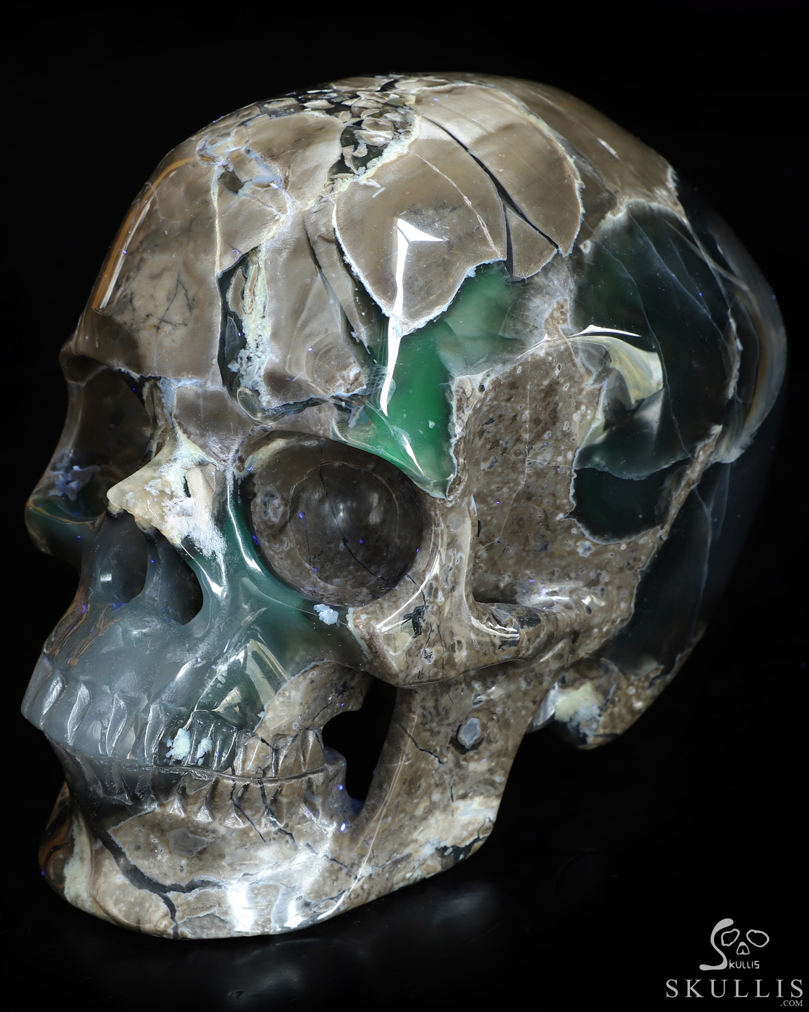 5.0" Volcano Agate Hand Carved Crystal Skull, Super Realistic, Crystal Healing 5.0" Volcano Agate Hand Carved Crystal Skull, Super Realistic, Crystal Healing
