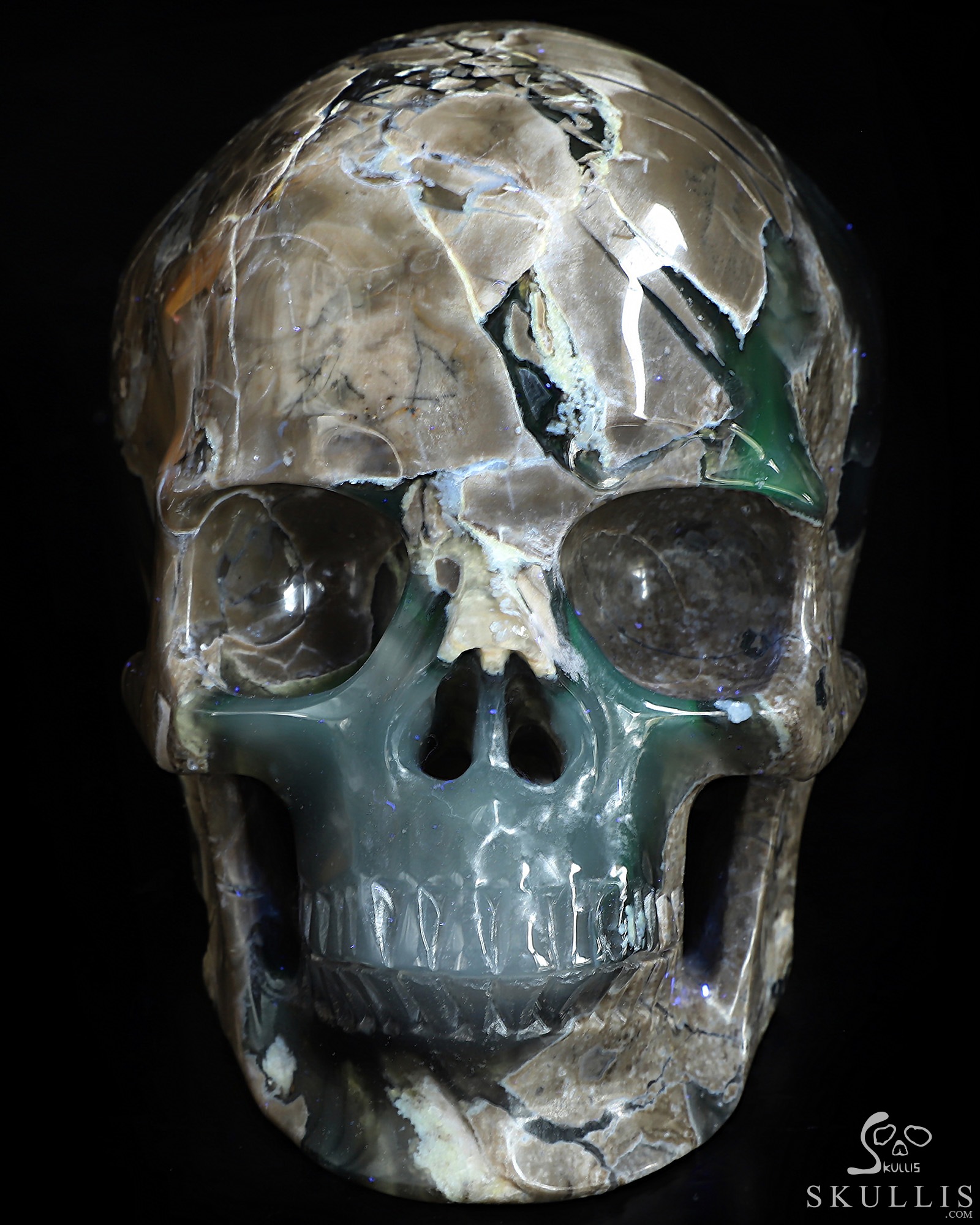5.0" Volcano Agate Hand Carved Crystal Skull, Super Realistic, Crystal Healing 5.0" Volcano Agate Hand Carved Crystal Skull, Super Realistic, Crystal Healing