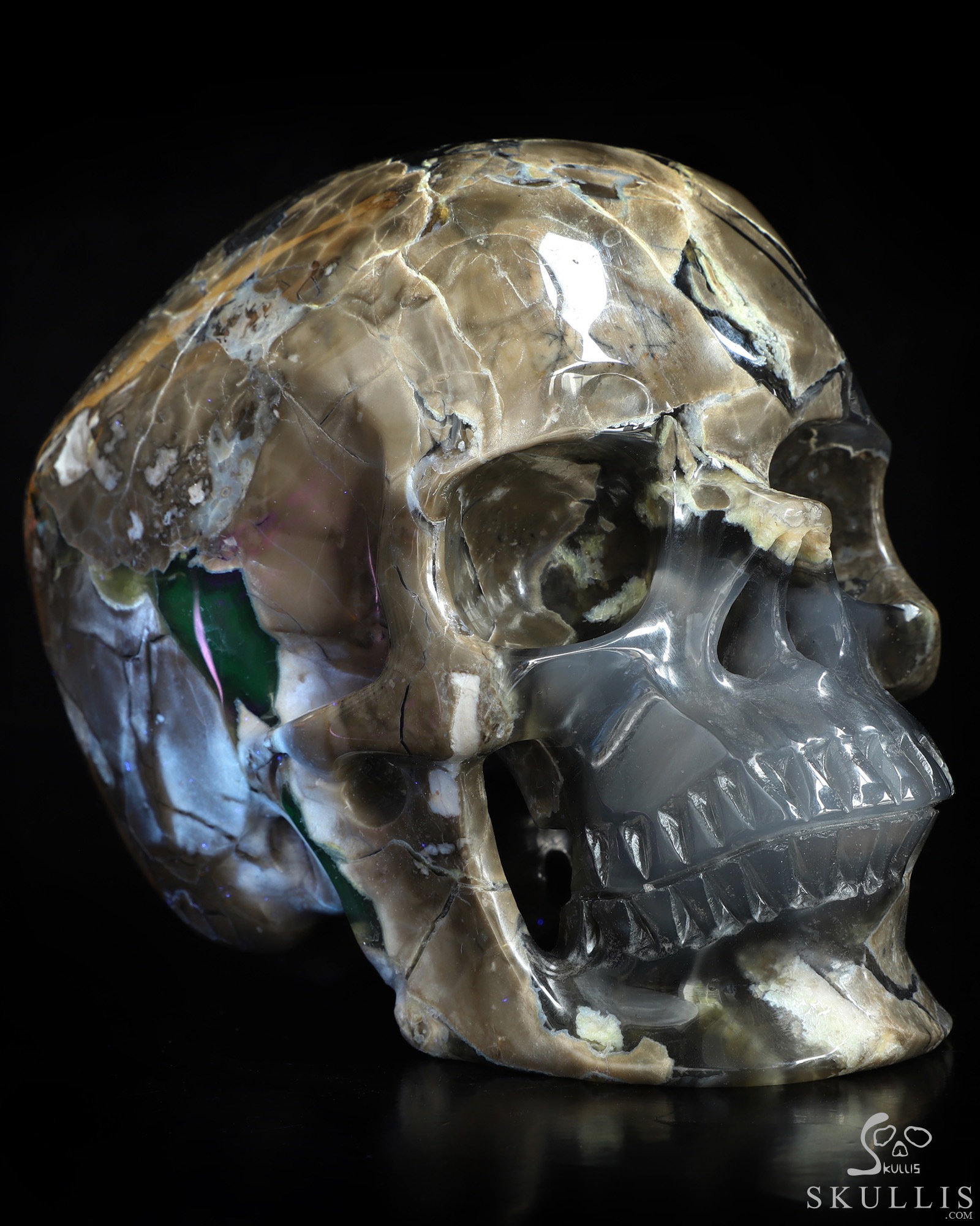 5.0" Volcano Agate Hand Carved Crystal Skull, Super Realistic, Crystal Healing 5.0" Volcano Agate Hand Carved Crystal Skull, Super Realistic, Crystal Healing