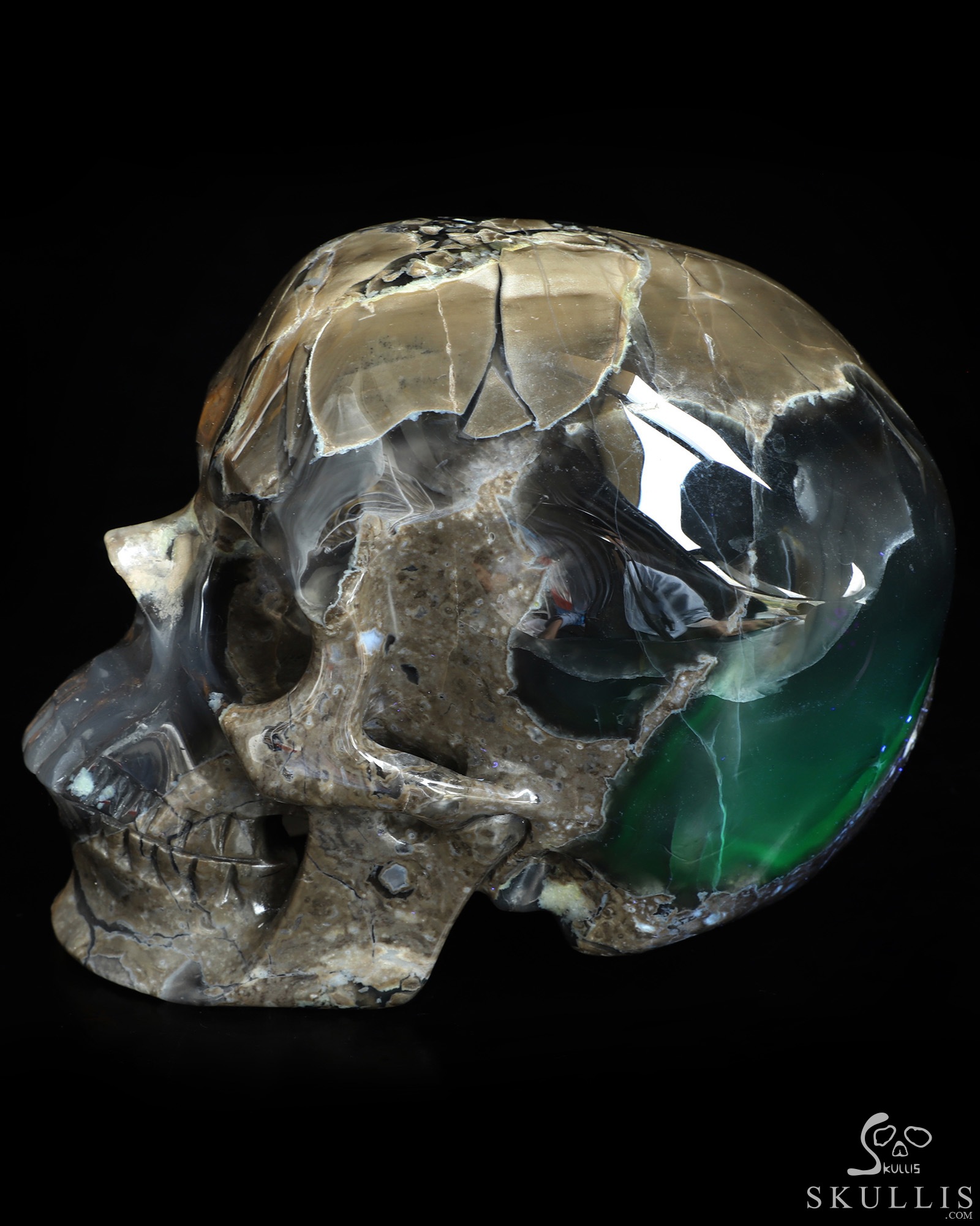 5.0" Volcano Agate Hand Carved Crystal Skull, Super Realistic, Crystal Healing 5.0" Volcano Agate Hand Carved Crystal Skull, Super Realistic, Crystal Healing