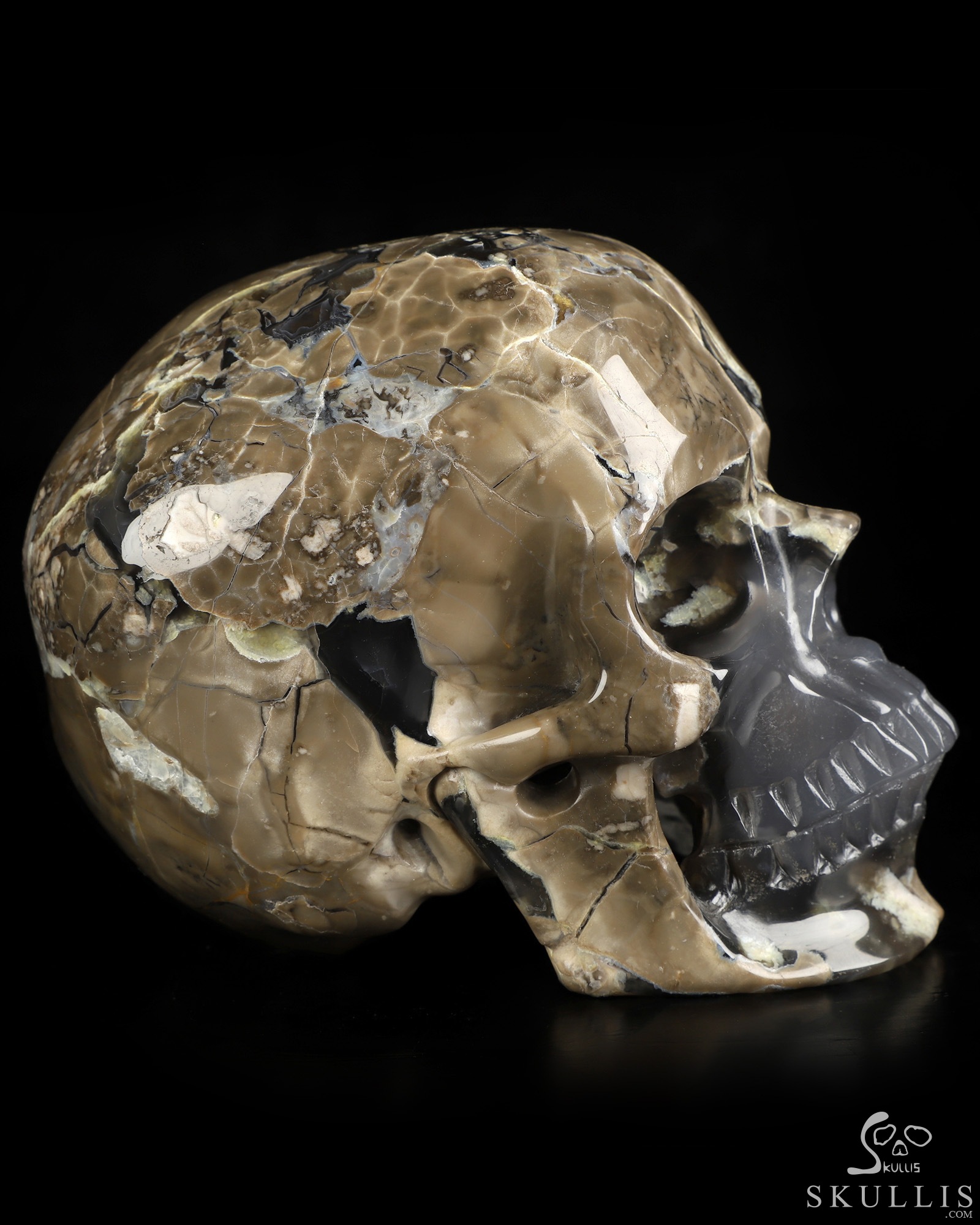5.0" Volcano Agate Hand Carved Crystal Skull, Super Realistic, Crystal Healing 5.0" Volcano Agate Hand Carved Crystal Skull, Super Realistic, Crystal Healing