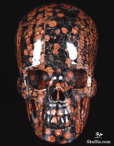 2.1" Snowflake Obsidian Carved Crystal Skull, Realistic 2.1" Snowflake Obsidian Carved Crystal Skull, Realistic