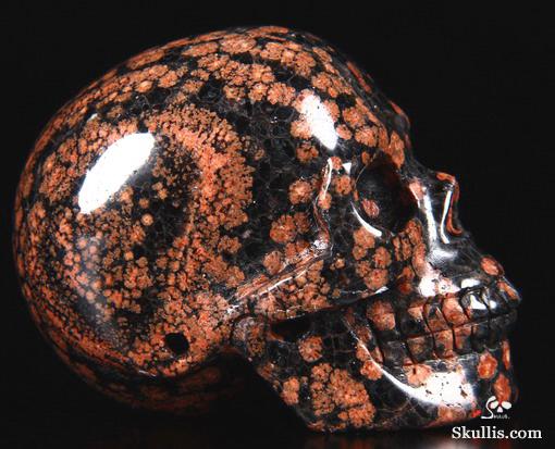 2.1" Snowflake Obsidian Carved Crystal Skull, Realistic 2.1" Snowflake Obsidian Carved Crystal Skull, Realistic