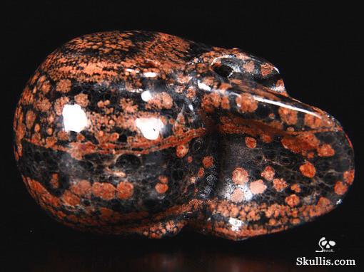 2.1" Snowflake Obsidian Carved Crystal Skull, Realistic 2.1" Snowflake Obsidian Carved Crystal Skull, Realistic