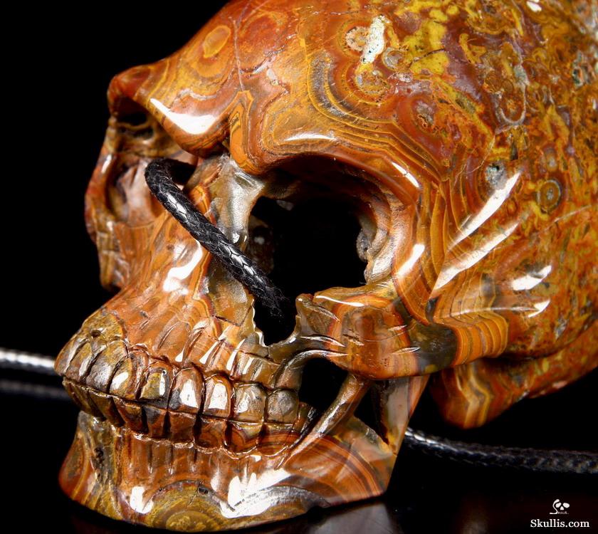 Huge 6.1" Empire Red Agate Carved Elongated Mayan Alien Crystal Skull