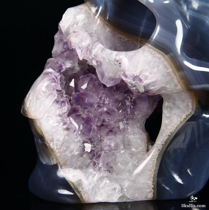 Unique Lifesized 8.1" Amethyst Geode Agate Carved Crystal Skull Unique Lifesized 8.1" Amethyst Geode Agate Carved Crystal Skull