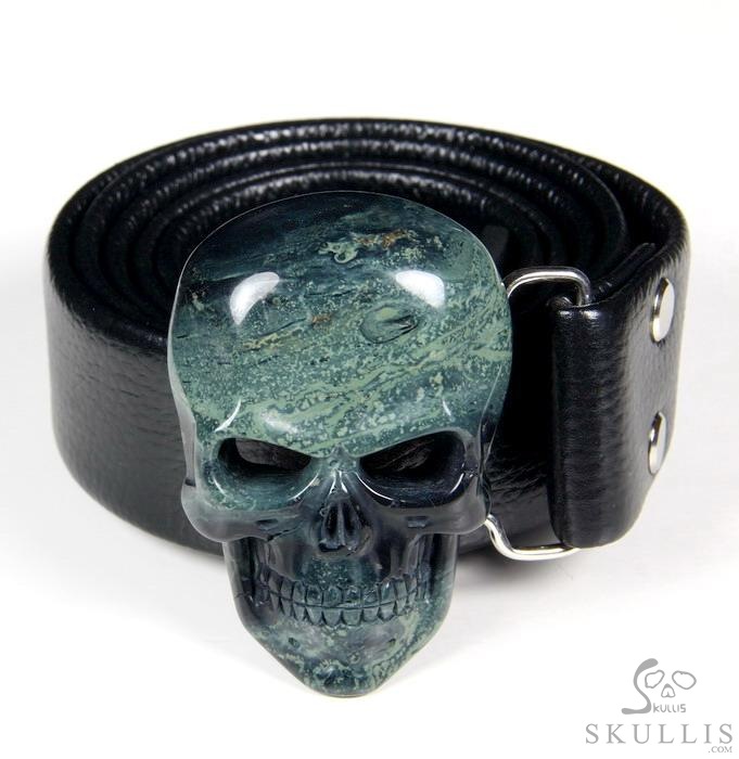 The Vanguard Buckle - Kambaba Jasper Hand Carved Crystal Skull Buckle, Crystal Healing Skull Jewelry, for Women & Men The Vanguard Buckle - Kambaba Jasper Hand Carved Crystal Skull Buckle, Crystal Healing Skull Jewelry, for Women & Men