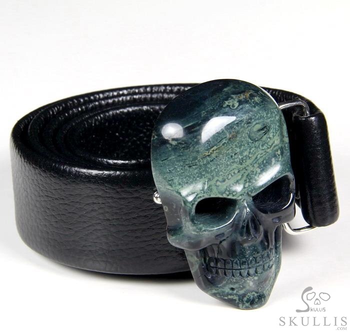 The Vanguard Buckle - Kambaba Jasper Hand Carved Crystal Skull Buckle, Crystal Healing Skull Jewelry, for Women & Men The Vanguard Buckle - Kambaba Jasper Hand Carved Crystal Skull Buckle, Crystal Healing Skull Jewelry, for Women & Men