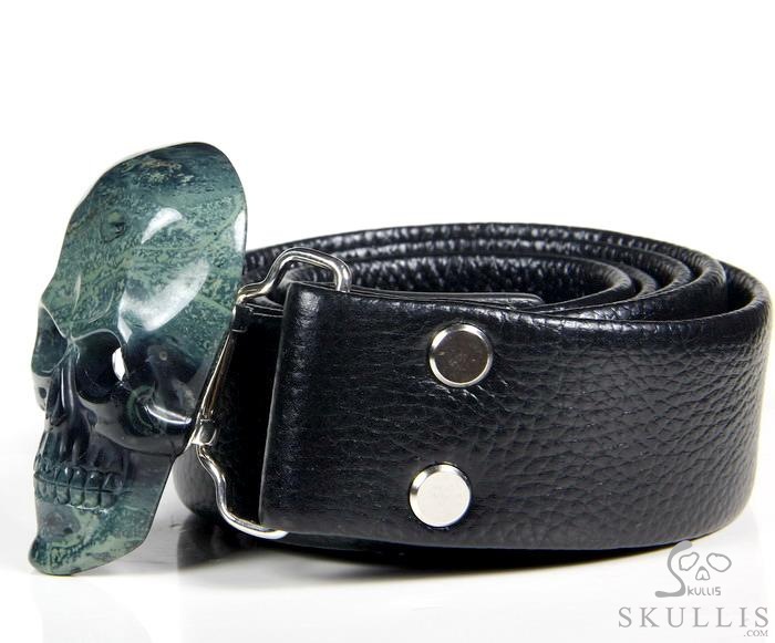 The Vanguard Buckle - Kambaba Jasper Hand Carved Crystal Skull Buckle, Crystal Healing Skull Jewelry, for Women & Men The Vanguard Buckle - Kambaba Jasper Hand Carved Crystal Skull Buckle, Crystal Healing Skull Jewelry, for Women & Men