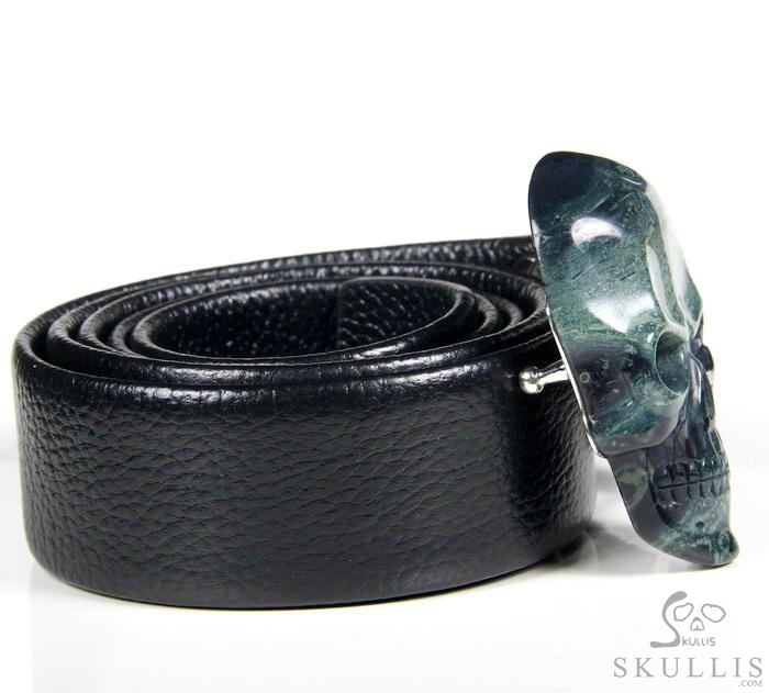 The Vanguard Buckle - Kambaba Jasper Hand Carved Crystal Skull Buckle, Crystal Healing Skull Jewelry, for Women & Men The Vanguard Buckle - Kambaba Jasper Hand Carved Crystal Skull Buckle, Crystal Healing Skull Jewelry, for Women & Men