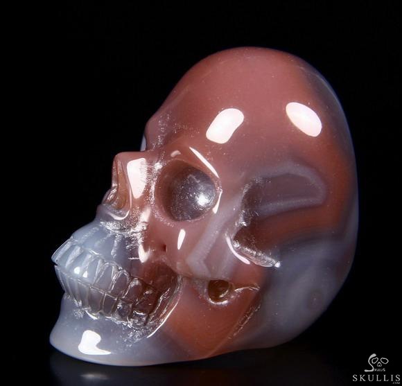 The Poetic Dreamer - US size 8 Mozambique Agate Hand Carved Crystal Skull Ring, Crystal Healing Skull Jewelry, for Women & Men The Poetic Dreamer - US size 8 Mozambique Agate Hand Carved Crystal Skull Ring, Crystal Healing Skull Jewelry, for Women & Men