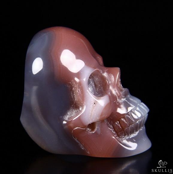 The Poetic Dreamer - US size 8 Mozambique Agate Hand Carved Crystal Skull Ring, Crystal Healing Skull Jewelry, for Women & Men The Poetic Dreamer - US size 8 Mozambique Agate Hand Carved Crystal Skull Ring, Crystal Healing Skull Jewelry, for Women & Men