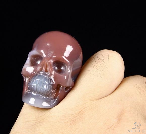The Poetic Dreamer - US size 8 Mozambique Agate Hand Carved Crystal Skull Ring, Crystal Healing Skull Jewelry, for Women & Men The Poetic Dreamer - US size 8 Mozambique Agate Hand Carved Crystal Skull Ring, Crystal Healing Skull Jewelry, for Women & Men