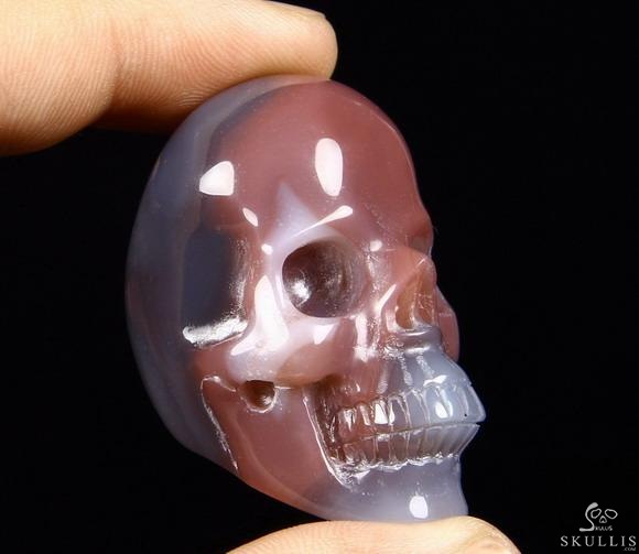The Poetic Dreamer - US size 8 Mozambique Agate Hand Carved Crystal Skull Ring, Crystal Healing Skull Jewelry, for Women & Men The Poetic Dreamer - US size 8 Mozambique Agate Hand Carved Crystal Skull Ring, Crystal Healing Skull Jewelry, for Women & Men