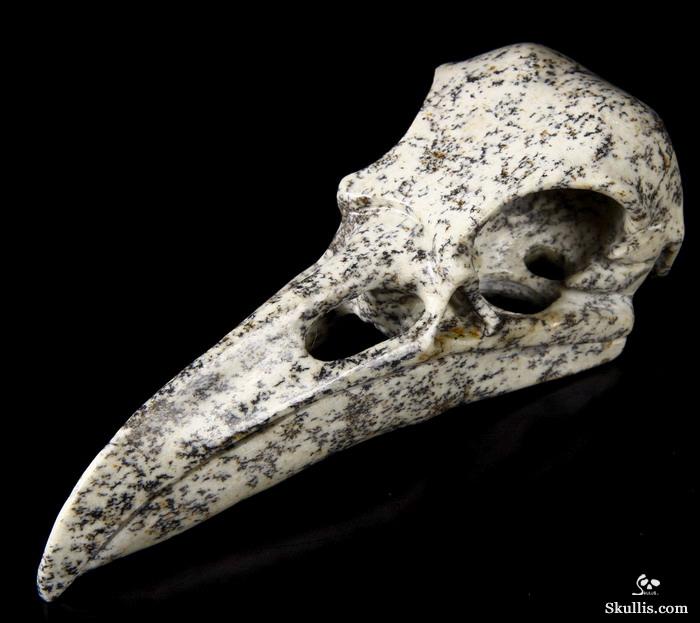 Cute Chinese Painting Stone Carved Crystal Raven Skull Pendant Crystal  Healing