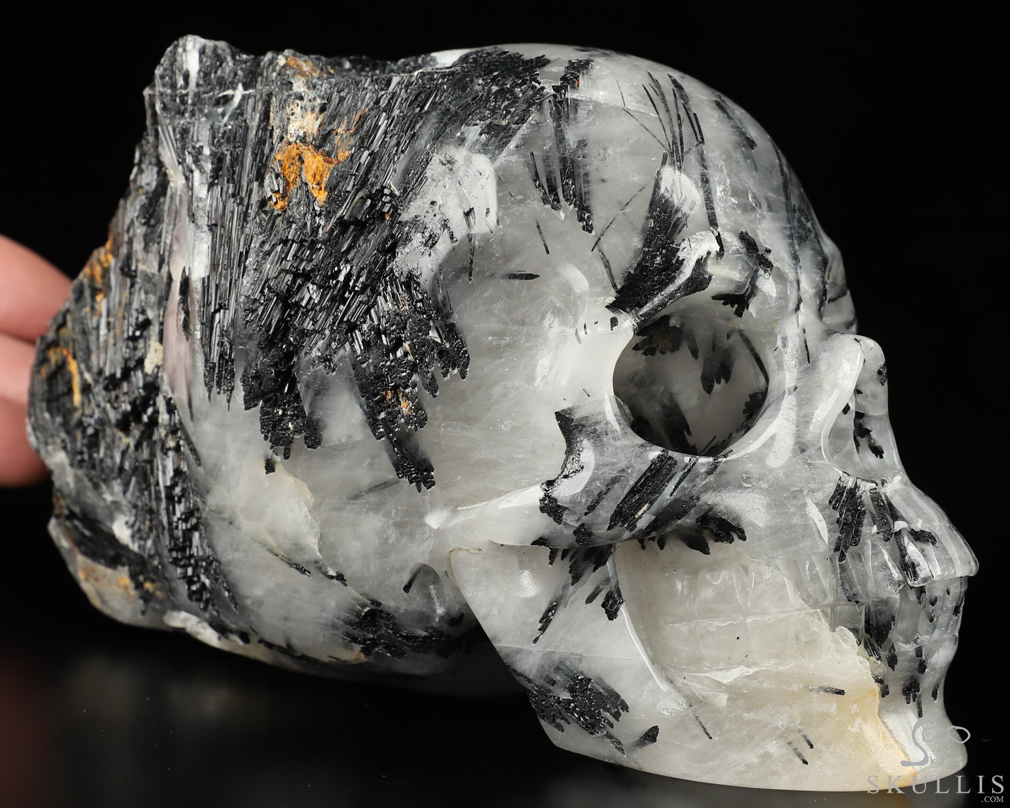 Nice Mineral Huge 6.7" Tourmaline Quartz Carved Crystal Skull Sculpture Nice Mineral Huge 6.7" Tourmaline Quartz Carved Crystal Skull Sculpture