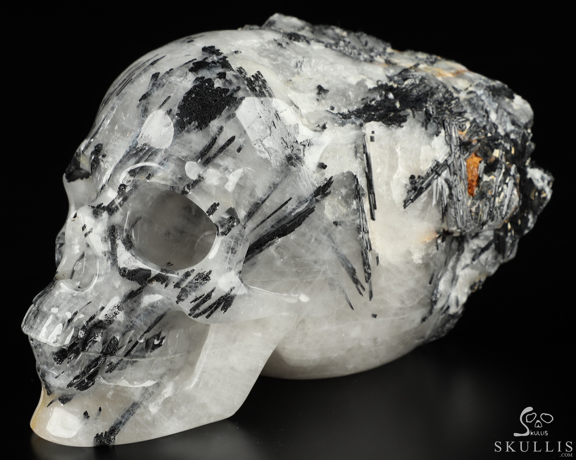 Nice Mineral Huge 6.7" Tourmaline Quartz Carved Crystal Skull Sculpture Nice Mineral Huge 6.7" Tourmaline Quartz Carved Crystal Skull Sculpture