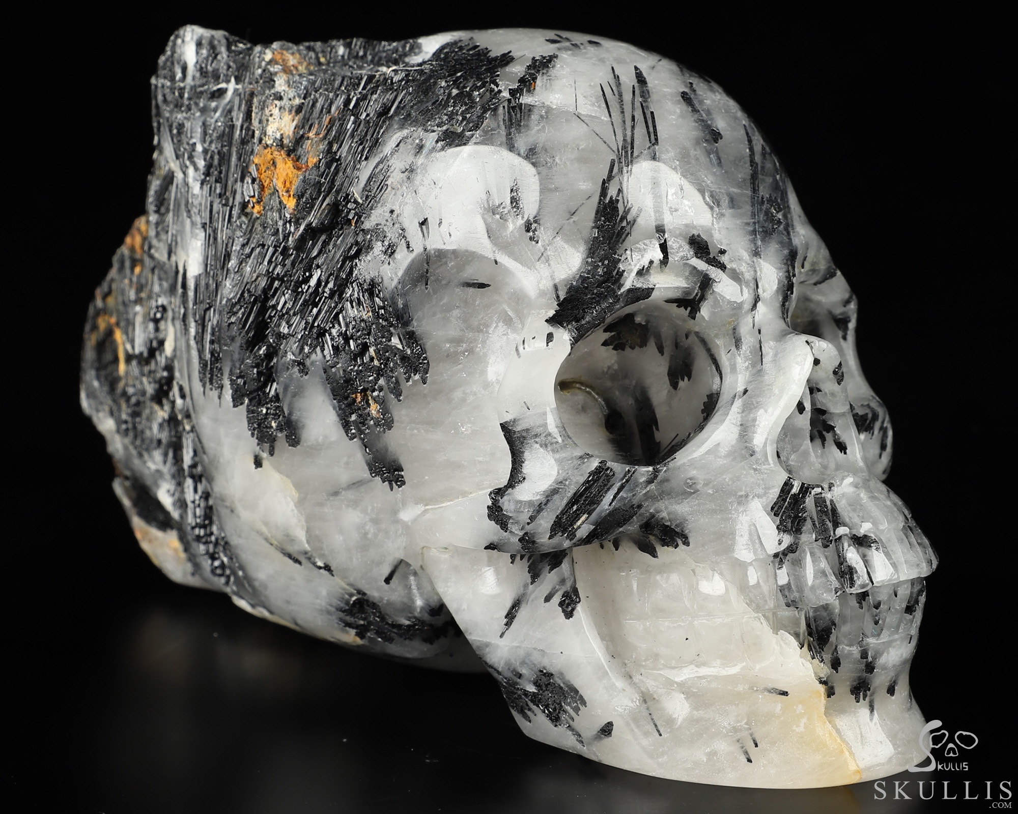 Nice Mineral Huge 6.7" Tourmaline Quartz Carved Crystal Skull Sculpture Nice Mineral Huge 6.7" Tourmaline Quartz Carved Crystal Skull Sculpture