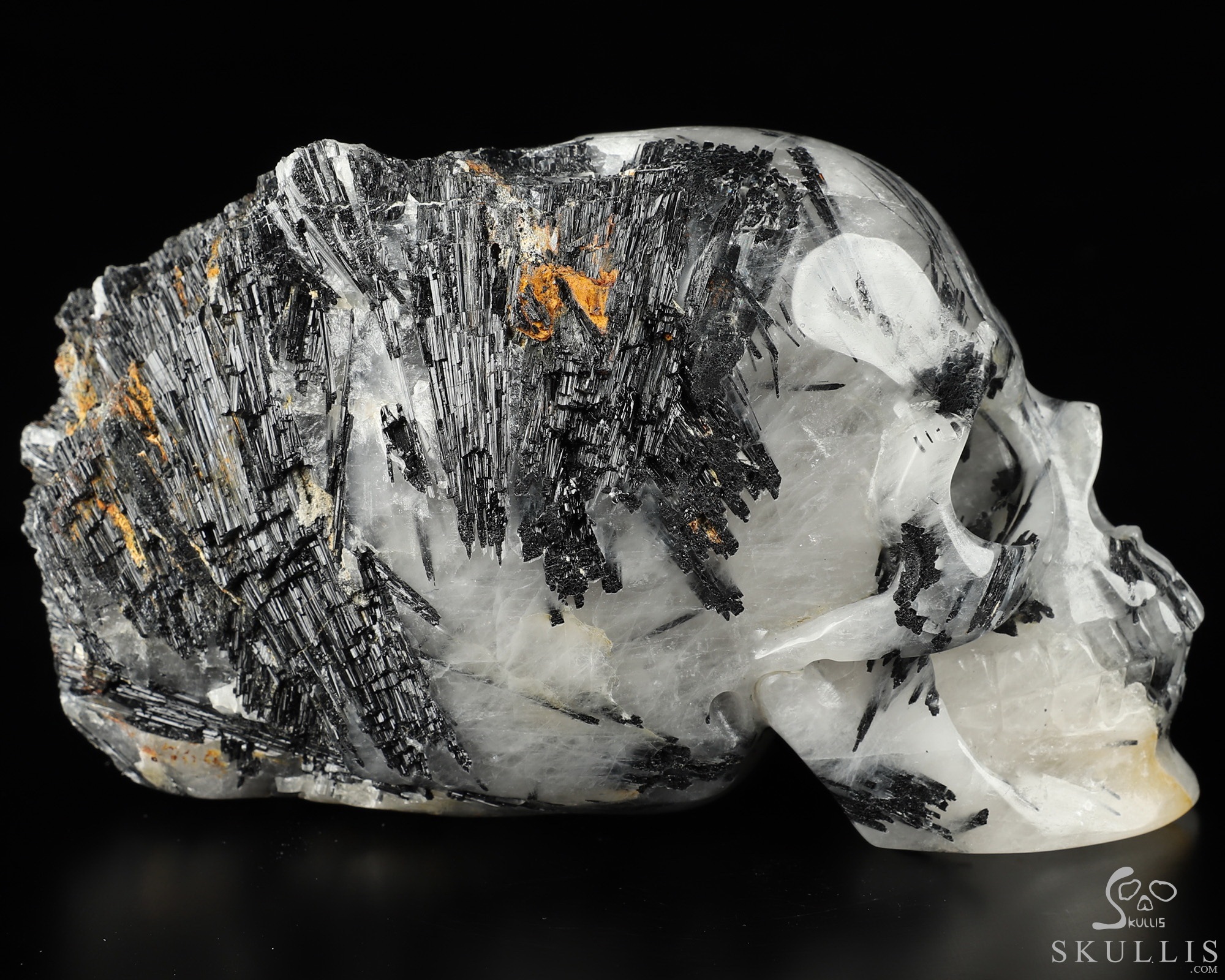 Nice Mineral Huge 6.7" Tourmaline Quartz Carved Crystal Skull Sculpture Nice Mineral Huge 6.7" Tourmaline Quartz Carved Crystal Skull Sculpture