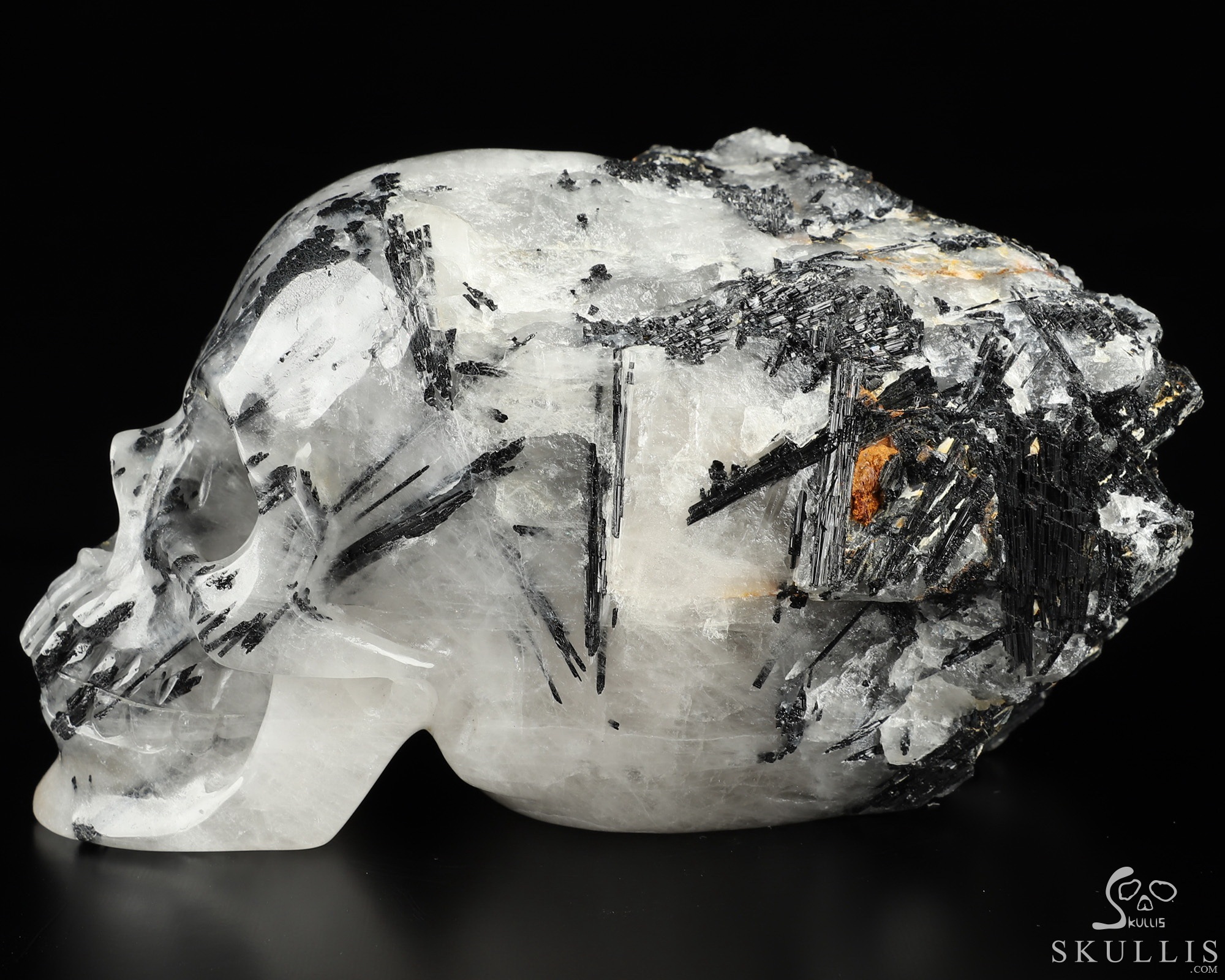 Nice Mineral Huge 6.7" Tourmaline Quartz Carved Crystal Skull Sculpture Nice Mineral Huge 6.7" Tourmaline Quartz Carved Crystal Skull Sculpture