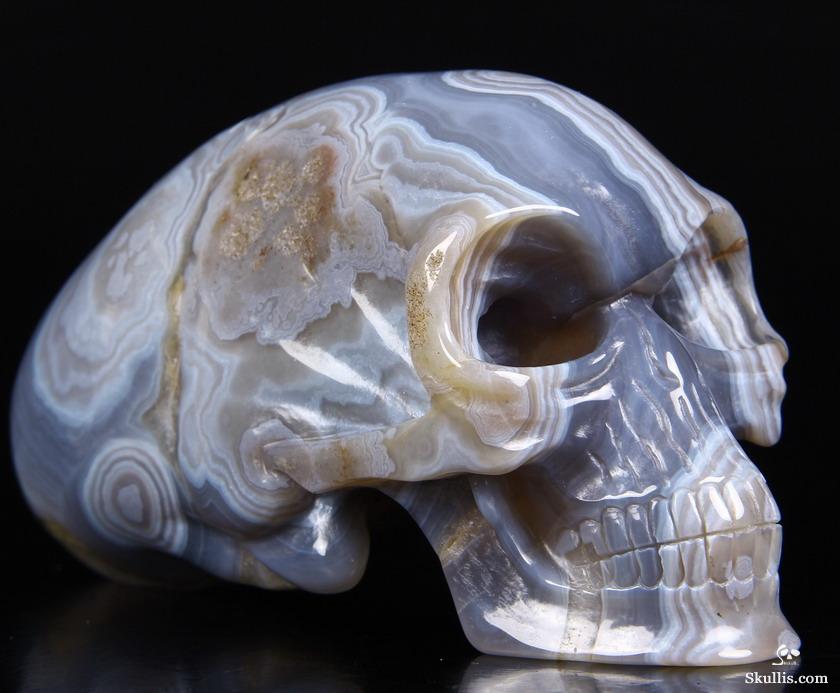 Nice Huge 7.2" Agate Carved Elongated Mayan Alien Crystal Skull Nice Huge 7.2" Agate Carved Elongated Mayan Alien Crystal Skull