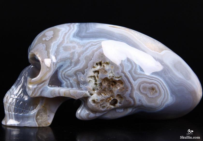 Nice Huge 7.2" Agate Carved Elongated Mayan Alien Crystal Skull Nice Huge 7.2" Agate Carved Elongated Mayan Alien Crystal Skull