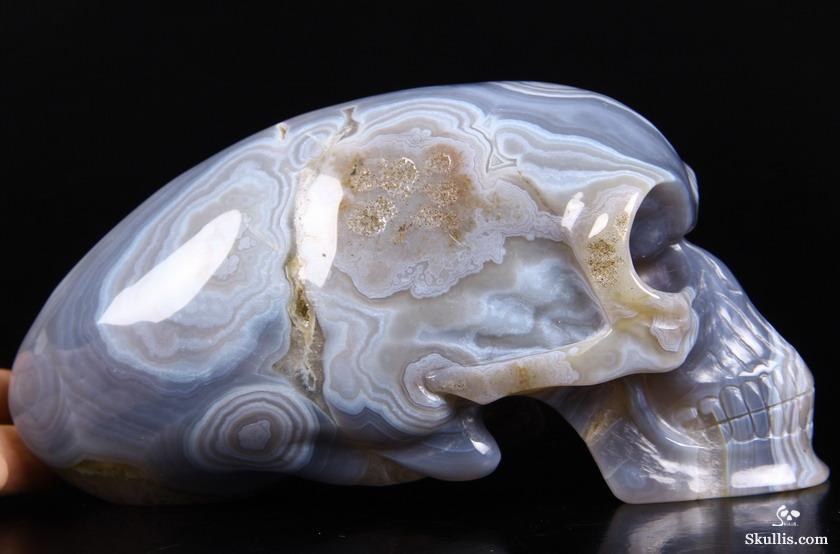 Nice Huge 7.2" Agate Carved Elongated Mayan Alien Crystal Skull Nice Huge 7.2" Agate Carved Elongated Mayan Alien Crystal Skull
