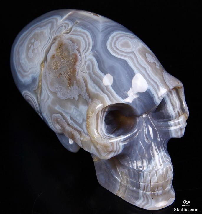 Nice Huge 7.2" Agate Carved Elongated Mayan Alien Crystal Skull Nice Huge 7.2" Agate Carved Elongated Mayan Alien Crystal Skull