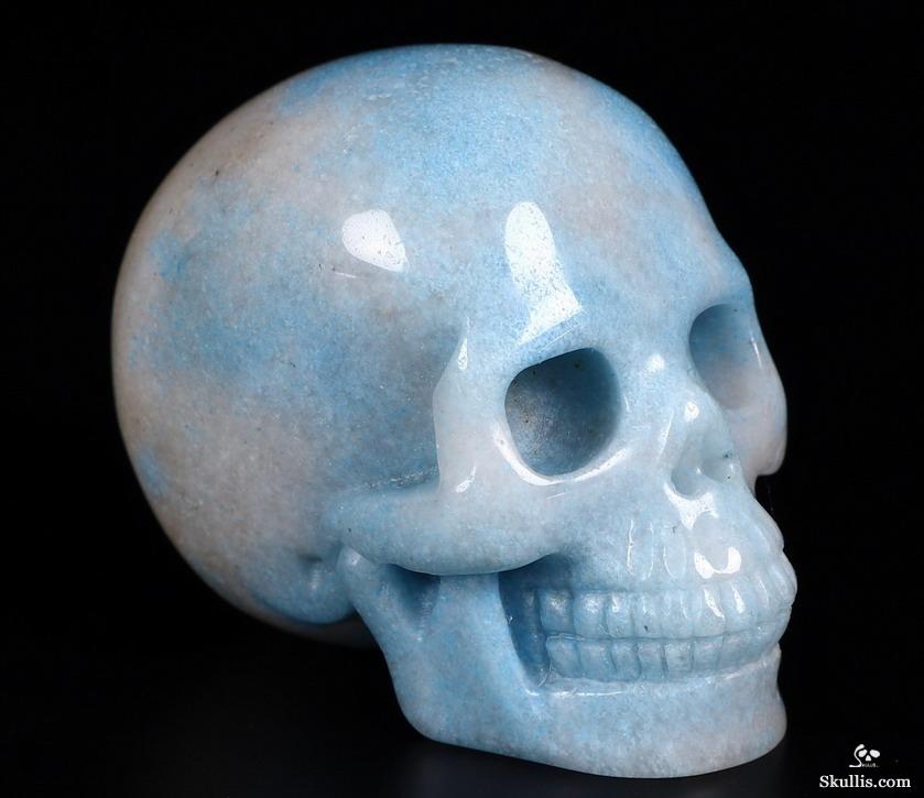 2.0" Scorzalite In Quartzite Carved Crystal Skull, Realistic 2.0" Scorzalite In Quartzite Carved Crystal Skull, Realistic