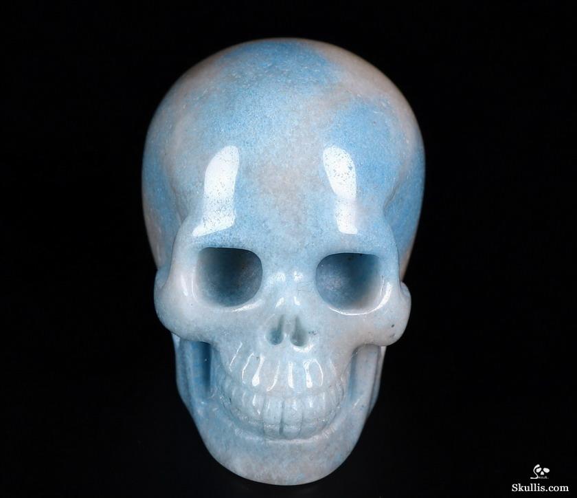 2.0" Scorzalite In Quartzite Carved Crystal Skull, Realistic 2.0" Scorzalite In Quartzite Carved Crystal Skull, Realistic