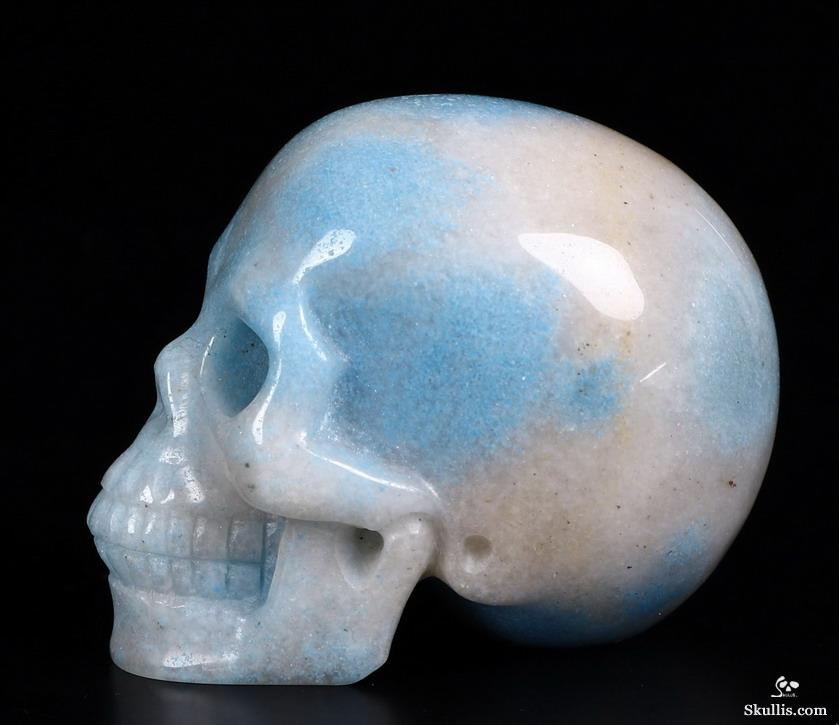 2.0" Scorzalite In Quartzite Carved Crystal Skull, Realistic 2.0" Scorzalite In Quartzite Carved Crystal Skull, Realistic