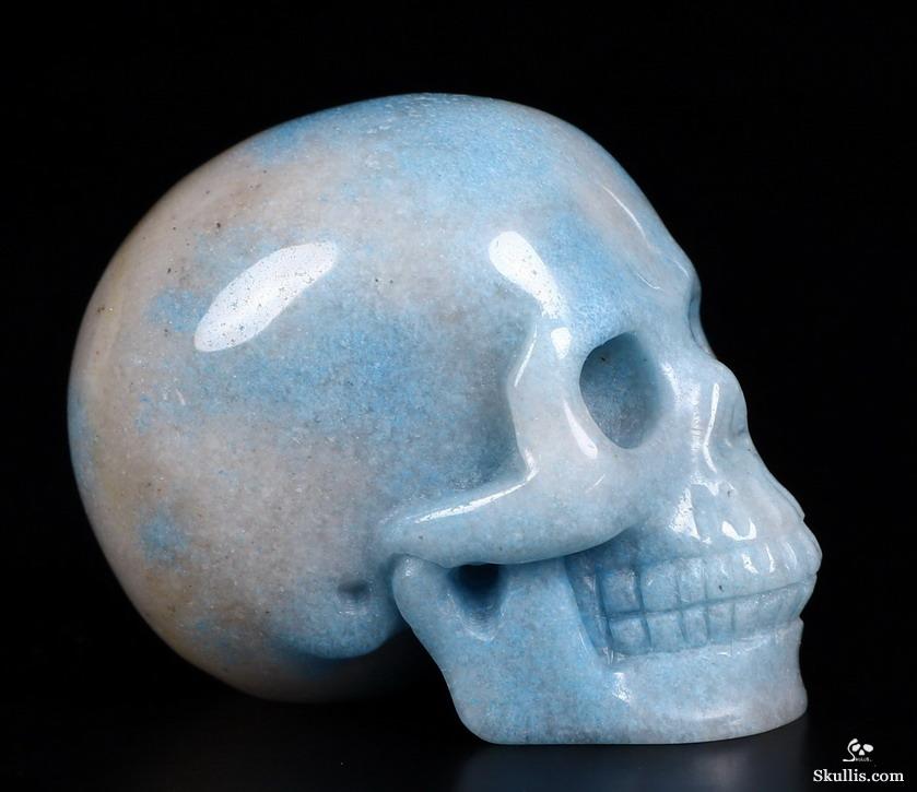 2.0" Scorzalite In Quartzite Carved Crystal Skull, Realistic 2.0" Scorzalite In Quartzite Carved Crystal Skull, Realistic