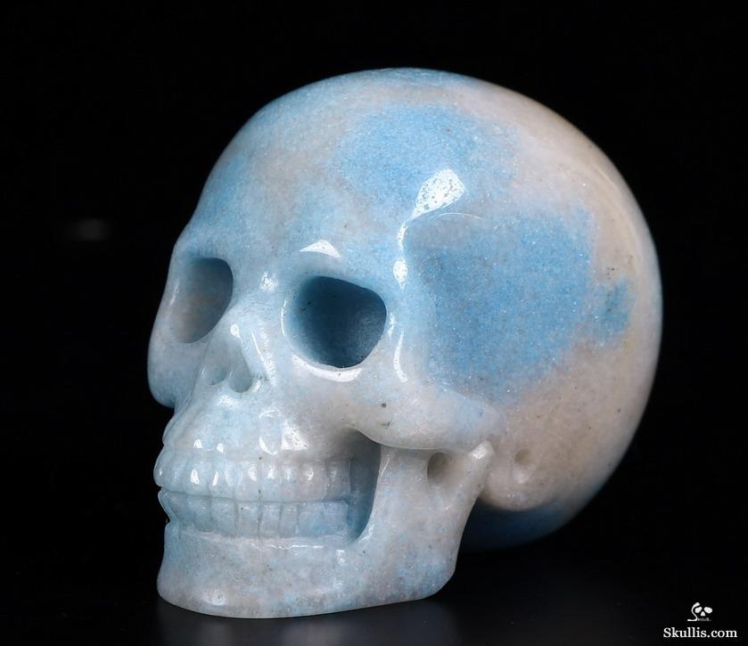 2.0" Scorzalite In Quartzite Carved Crystal Skull, Realistic 2.0" Scorzalite In Quartzite Carved Crystal Skull, Realistic