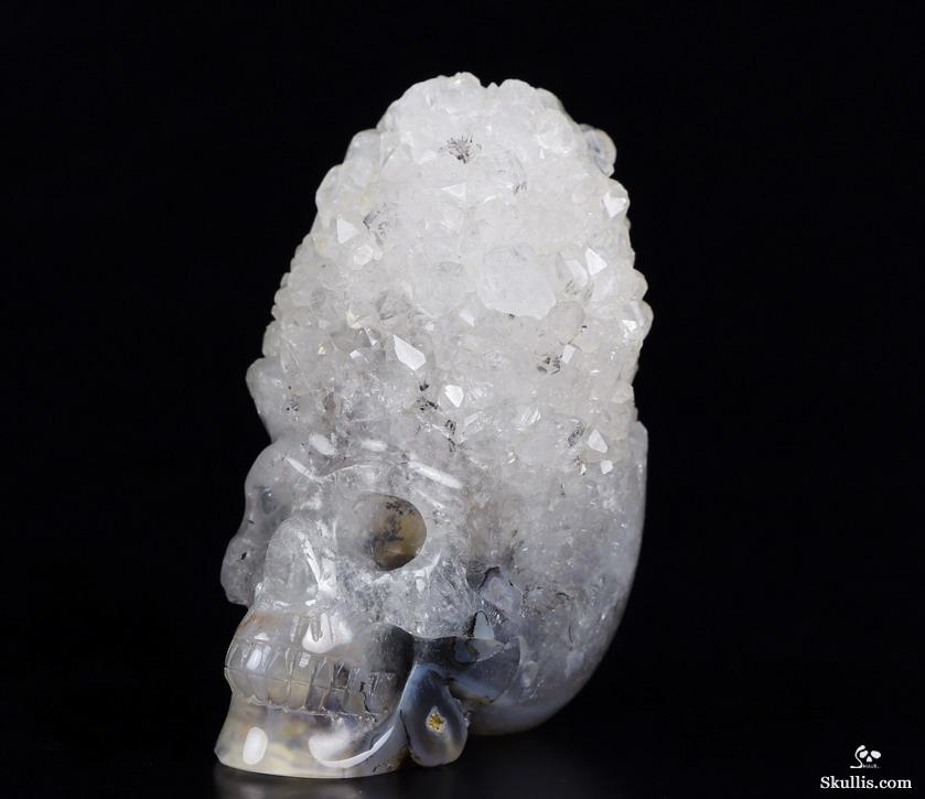2.5" Agate Druse Carved Crystal Skull 2.5" Agate Druse Carved Crystal Skull