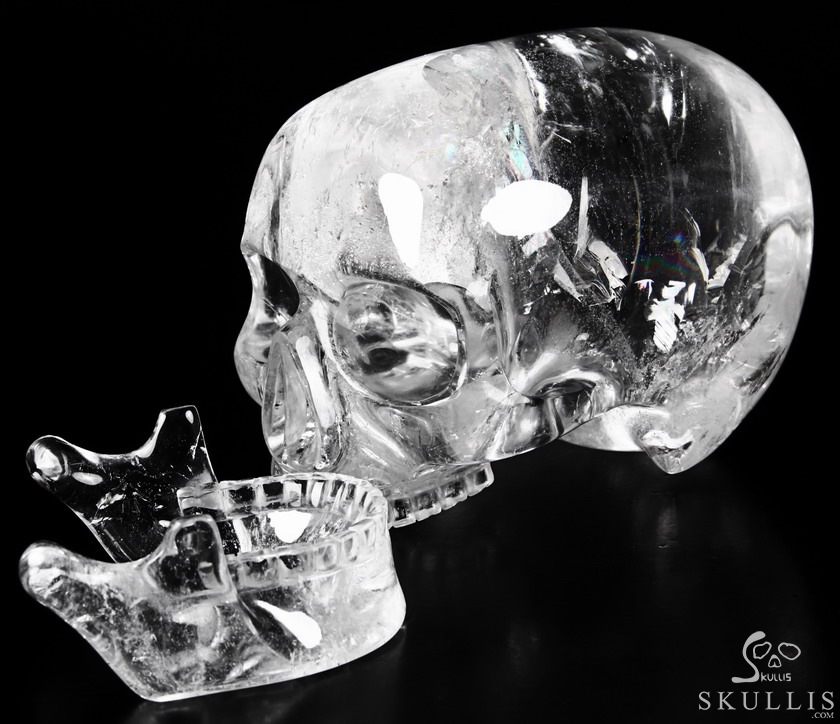 Clear 6.4" Quartz Rock Crystal Carved Crystal Mitchell-Hedges Skull, Realistic Clear 6.4" Quartz Rock Crystal Carved Crystal Mitchell-Hedges Skull, Realistic