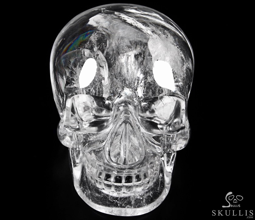 Clear 6.4" Quartz Rock Crystal Carved Crystal Mitchell-Hedges Skull, Realistic Clear 6.4" Quartz Rock Crystal Carved Crystal Mitchell-Hedges Skull, Realistic