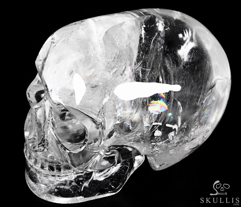 Clear 6.4" Quartz Rock Crystal Carved Crystal Mitchell-Hedges Skull, Realistic Clear 6.4" Quartz Rock Crystal Carved Crystal Mitchell-Hedges Skull, Realistic