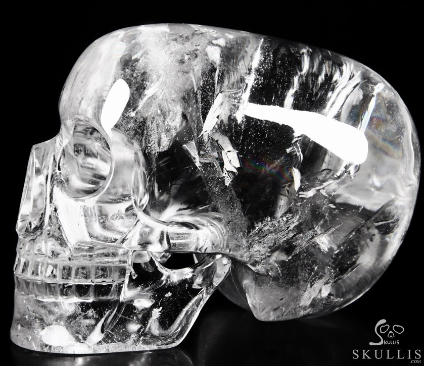 Clear 6.4" Quartz Rock Crystal Carved Crystal Mitchell-Hedges Skull, Realistic Clear 6.4" Quartz Rock Crystal Carved Crystal Mitchell-Hedges Skull, Realistic