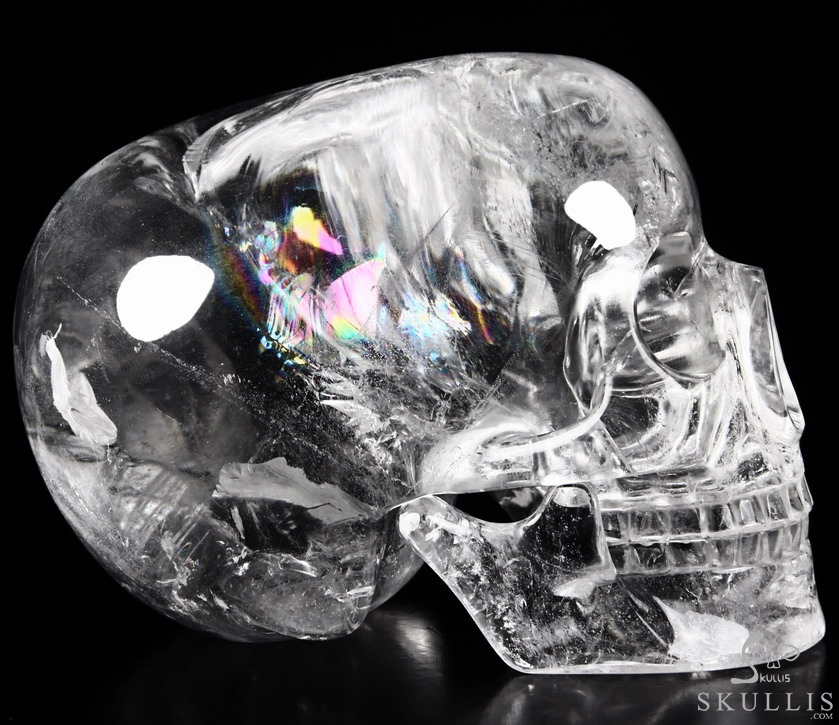 Clear 6.4" Quartz Rock Crystal Carved Crystal Mitchell-Hedges Skull, Realistic Clear 6.4" Quartz Rock Crystal Carved Crystal Mitchell-Hedges Skull, Realistic