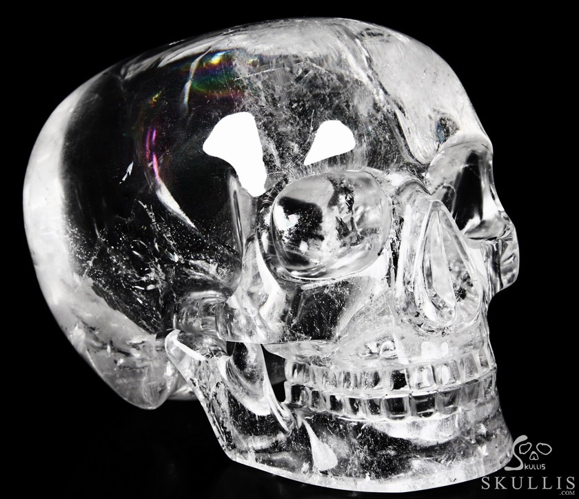 Clear 6.4" Quartz Rock Crystal Carved Crystal Mitchell-Hedges Skull, Realistic Clear 6.4" Quartz Rock Crystal Carved Crystal Mitchell-Hedges Skull, Realistic