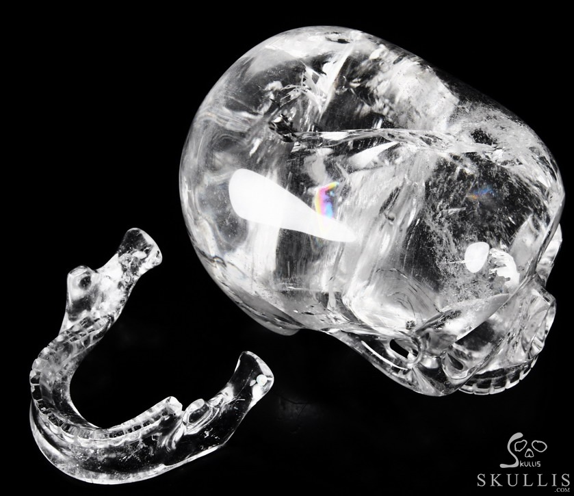 Clear 6.4" Quartz Rock Crystal Carved Crystal Mitchell-Hedges Skull, Realistic Clear 6.4" Quartz Rock Crystal Carved Crystal Mitchell-Hedges Skull, Realistic