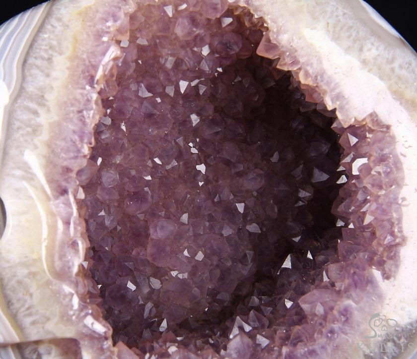 Lifesized 8.0" Amethyst Geode Agate Carved Crystal Skull with Owl Sculpture Lifesized 8.0" Amethyst Geode Agate Carved Crystal Skull with Owl Sculpture