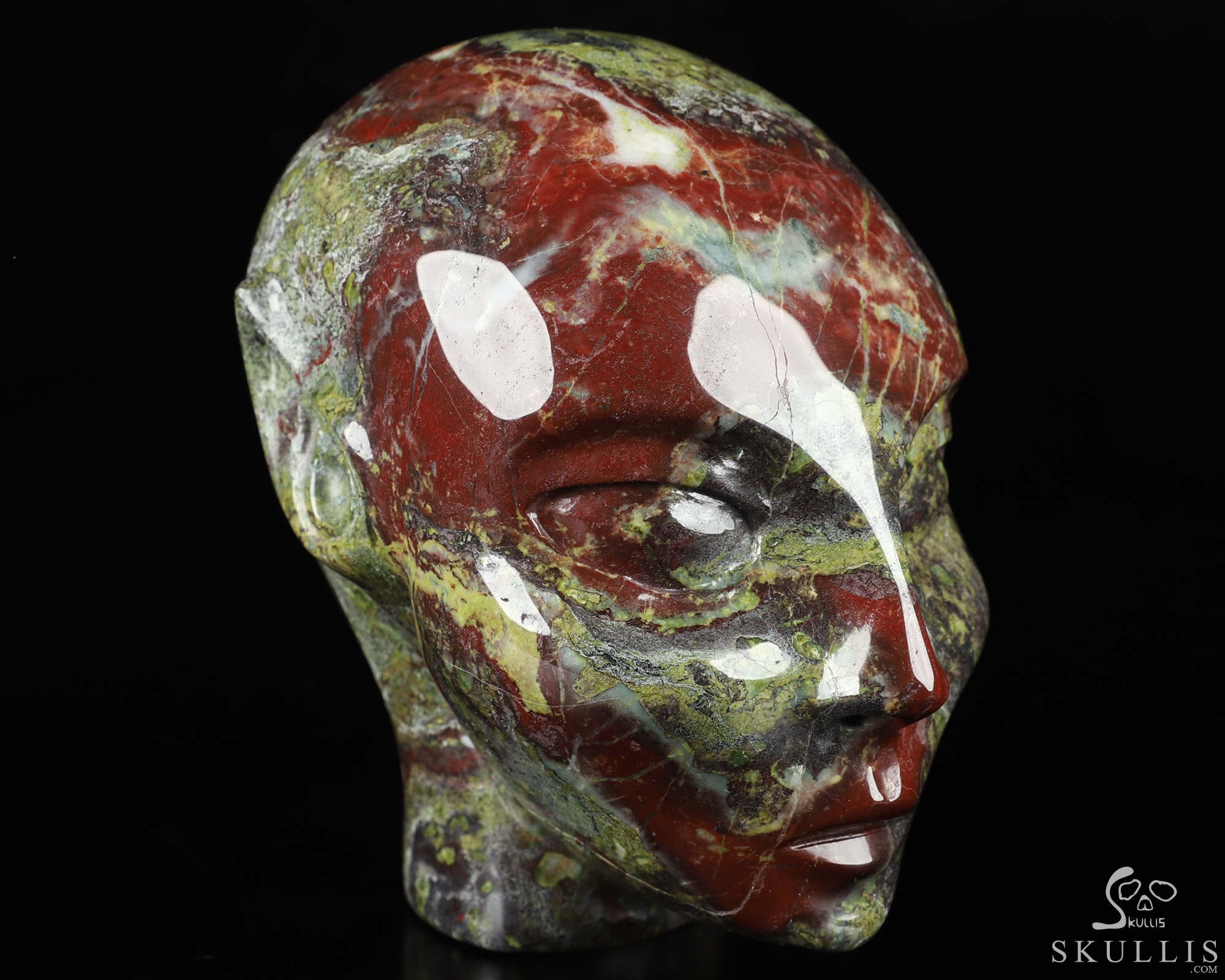 4.2" Dragon Blood Jasper Hand Carved Fairy Elf Alien Crystal Skull Companion Sculpture, Crystal Healing 4.2" Dragon Blood Jasper Hand Carved Fairy Elf Alien Crystal Skull Companion Sculpture, Crystal Healing