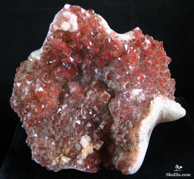 Largest, Amazing Druse! Quartz Rock Crystal with reds Carved