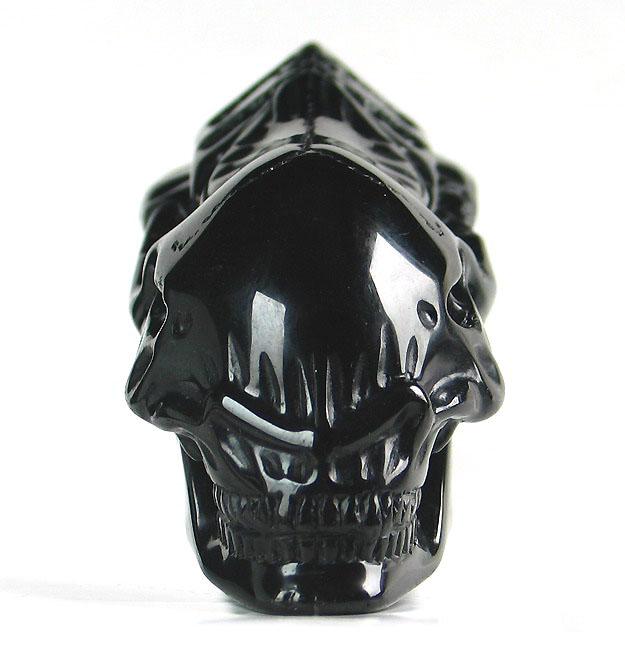 Elongated Huge 8.1" Black Obsidian Carved Crystal Alien Skull - Skullis ...