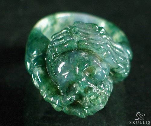 Embrace of Love - US size 7 Green Moss Agate Hand Carved Crystal Skull Ring, Crystal Healing Skull Jewelry, for Women & Men Embrace of Love - US size 7 Green Moss Agate Hand Carved Crystal Skull Ring, Crystal Healing Skull Jewelry, for Women & Men