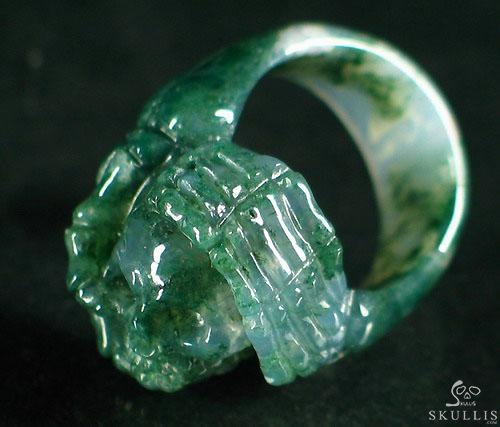 Embrace of Love - US size 7 Green Moss Agate Hand Carved Crystal Skull Ring, Crystal Healing Skull Jewelry, for Women & Men Embrace of Love - US size 7 Green Moss Agate Hand Carved Crystal Skull Ring, Crystal Healing Skull Jewelry, for Women & Men