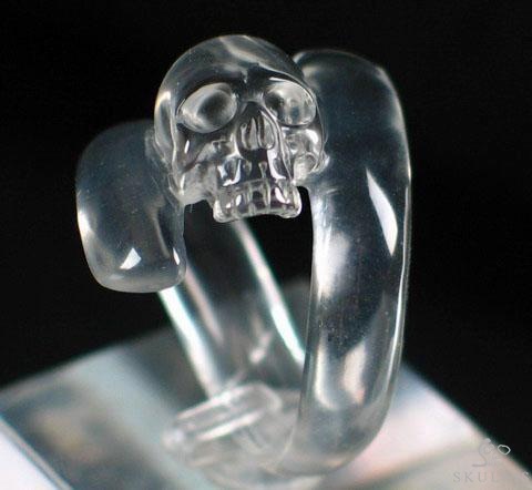 Jawless Crown - US size 10 Quartz Rock Crystal Hand Carved Crystal Skull Ring, Crystal Healing Skull Jewelry, for Women & Men Jawless Crown - US size 10 Quartz Rock Crystal Hand Carved Crystal Skull Ring, Crystal Healing Skull Jewelry, for Women & Men